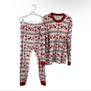 Hanna Andersson Pajamas Christmas Reindeer Deer Long John Set 2 pc Adult L XL